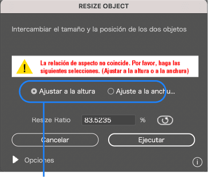* Elija si desea ajustar a la altura o a la anchura