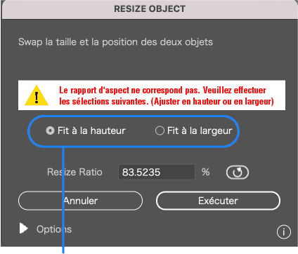 * Choisissez si vous souhaitez ajuster en fonction de la hauteur ou de la largeur